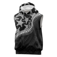 Monotone Polynesian Starfish Unique Pattern Sleeveless Hoodie