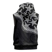 Monotone Polynesian Starfish Unique Pattern Sleeveless Hoodie