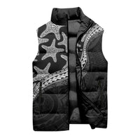 Monotone Polynesian Starfish Unique Pattern Sleeveless Puffer Jacket