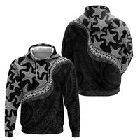 Monotone Polynesian Starfish Unique Pattern Zip Hoodie