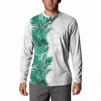 Hawaii Tropical Leaves Button Sweatshirt Polynesian Pattern