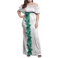 Hawaii Tropical Leaves Family Matching Off Shoulder Maxi Dress and Hawaiian Shirt Polynesian Pattern