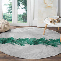 Hawaii Tropical Leaves Round Carpet Polynesian Pattern
