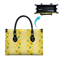 Hawaii Lemon Palaka Leather Bag Striped Stylized