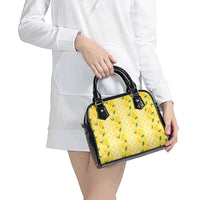Hawaii Lemon Palaka Shoulder Handbag Striped Stylized