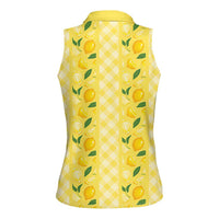 Hawaii Lemon Palaka Women Sleeveless Polo Shirt Striped Stylized