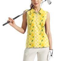 Hawaii Lemon Palaka Women Sleeveless Polo Shirt Striped Stylized