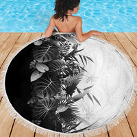 Hawaii Tropical Plant Monochrome Beach Blanket Vibrant Polynesian Pattern