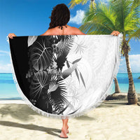 Hawaii Tropical Plant Monochrome Beach Blanket Vibrant Polynesian Pattern