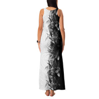 Hawaii Tropical Plant Monochrome Family Matching Tank Maxi Dress and Hawaiian Shirt Vibrant Polynesian Pattern