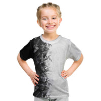 Hawaii Tropical Plant Monochrome Kid T Shirt Vibrant Polynesian Pattern