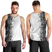 Hawaii Tropical Plant Monochrome Men Tank Top Vibrant Polynesian Pattern