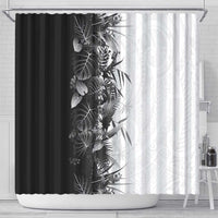 Hawaii Tropical Plant Monochrome Shower Curtain Vibrant Polynesian Pattern