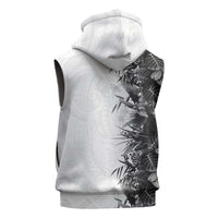 Hawaii Tropical Plant Monochrome Sleeveless Zip Hoodie Vibrant Polynesian Pattern