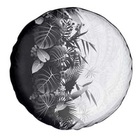 Hawaii Tropical Plant Monochrome Spare Tire Cover Vibrant Polynesian Pattern
