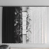 Hawaii Tropical Plant Monochrome Window Curtain Vibrant Polynesian Pattern