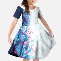 Hawaii Tropical Plant UliUli Family Matching Short Sleeve Bodycon Dress and Hawaiian Shirt Vibrant Polynesian Pattern