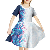 Hawaii Tropical Plant UliUli Kid Short Sleeve Dress Vibrant Polynesian Pattern
