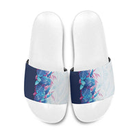 Hawaii Tropical Plant UliUli Slide Sandals Vibrant Polynesian Pattern