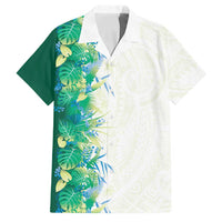 Hawaii Tropical Plant Omaomao Family Matching Off Shoulder Maxi Dress and Hawaiian Shirt Vibrant Polynesian Pattern