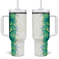 Hawaii Tropical Plant Omaomao Tumbler With Handle Vibrant Polynesian Pattern