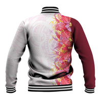 Hawaii Tropical Plant Akala Baseball Jacket Vibrant Polynesian Pattern