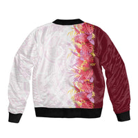 Hawaii Tropical Plant Akala Bomber Jacket Vibrant Polynesian Pattern