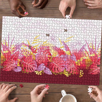 Hawaii Tropical Plant Akala Puzzle Vibrant Polynesian Pattern