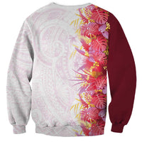 Hawaii Tropical Plant Akala Sweatshirt Vibrant Polynesian Pattern