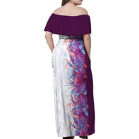Hawaii Tropical Plant Poni Family Matching Off Shoulder Maxi Dress and Hawaiian Shirt Vibrant Polynesian Pattern