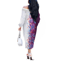Hawaii Tropical Plant Poni Off The Shoulder Long Sleeve Dress Vibrant Polynesian Pattern LT01 - Polynesian Pride
