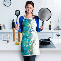 Hawaii Tropical Plant Teal Apron Vibrant Polynesian Pattern