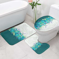 Hawaii Tropical Plant Teal Bathroom Set Vibrant Polynesian Pattern