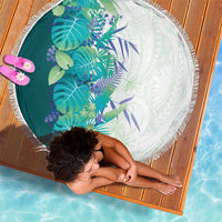 Hawaii Tropical Plant Teal Beach Blanket Vibrant Polynesian Pattern