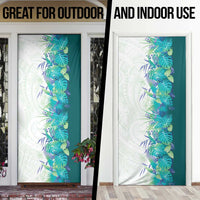 Hawaii Tropical Plant Teal Door Cover Vibrant Polynesian Pattern
