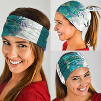 Hawaii Tropical Plant Teal Neck Gaiter Vibrant Polynesian Pattern