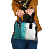 Hawaii Tropical Plant Teal Shoulder Handbag Vibrant Polynesian Pattern