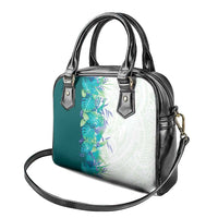 Hawaii Tropical Plant Teal Shoulder Handbag Vibrant Polynesian Pattern