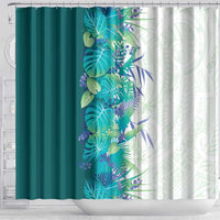 Hawaii Tropical Plant Teal Shower Curtain Vibrant Polynesian Pattern
