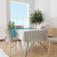 Hawaii Tropical Plant Teal Tablecloth Vibrant Polynesian Pattern