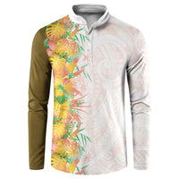 Hawaii Tropical Plant Lenalena Button Sweatshirt Vibrant Polynesian Pattern