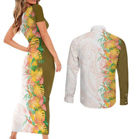 Hawaii Tropical Plant Lenalena Couples Matching Short Sleeve Bodycon Dress and Long Sleeve Button Shirt Vibrant Polynesian Pattern LT01 - Polynesian Pride