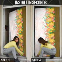 Hawaii Tropical Plant Lenalena Door Cover Vibrant Polynesian Pattern