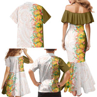 Hawaii Tropical Plant Lenalena Family Matching Mermaid Dress and Hawaiian Shirt Vibrant Polynesian Pattern