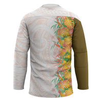Hawaii Tropical Plant Lenalena Hockey Jersey Vibrant Polynesian Pattern