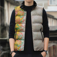 Hawaii Tropical Plant Lenalena Sleeveless Puffer Jacket Vibrant Polynesian Pattern