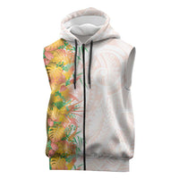 Hawaii Tropical Plant Lenalena Sleeveless Zip Hoodie Vibrant Polynesian Pattern