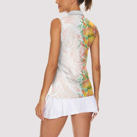 Hawaii Tropical Plant Lenalena Women Sleeveless Polo Shirt Vibrant Polynesian Pattern