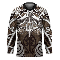 Personalised Maori Kati Mamoe Hockey Jersey Silver Fern Kowhaiwhai Art LT01 Unisex Brown - Polynesian Pride