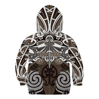 Personalised Maori Kati Mamoe Kid Hoodie Silver Fern Kowhaiwhai Art LT01 - Polynesian Pride